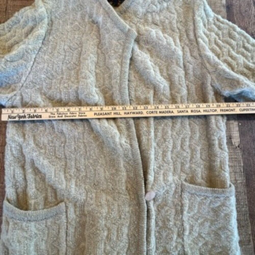 LeRoy Knitwear Vintage Sweater Duster Mohair Beige Pockets Small - Picture 7 of 11